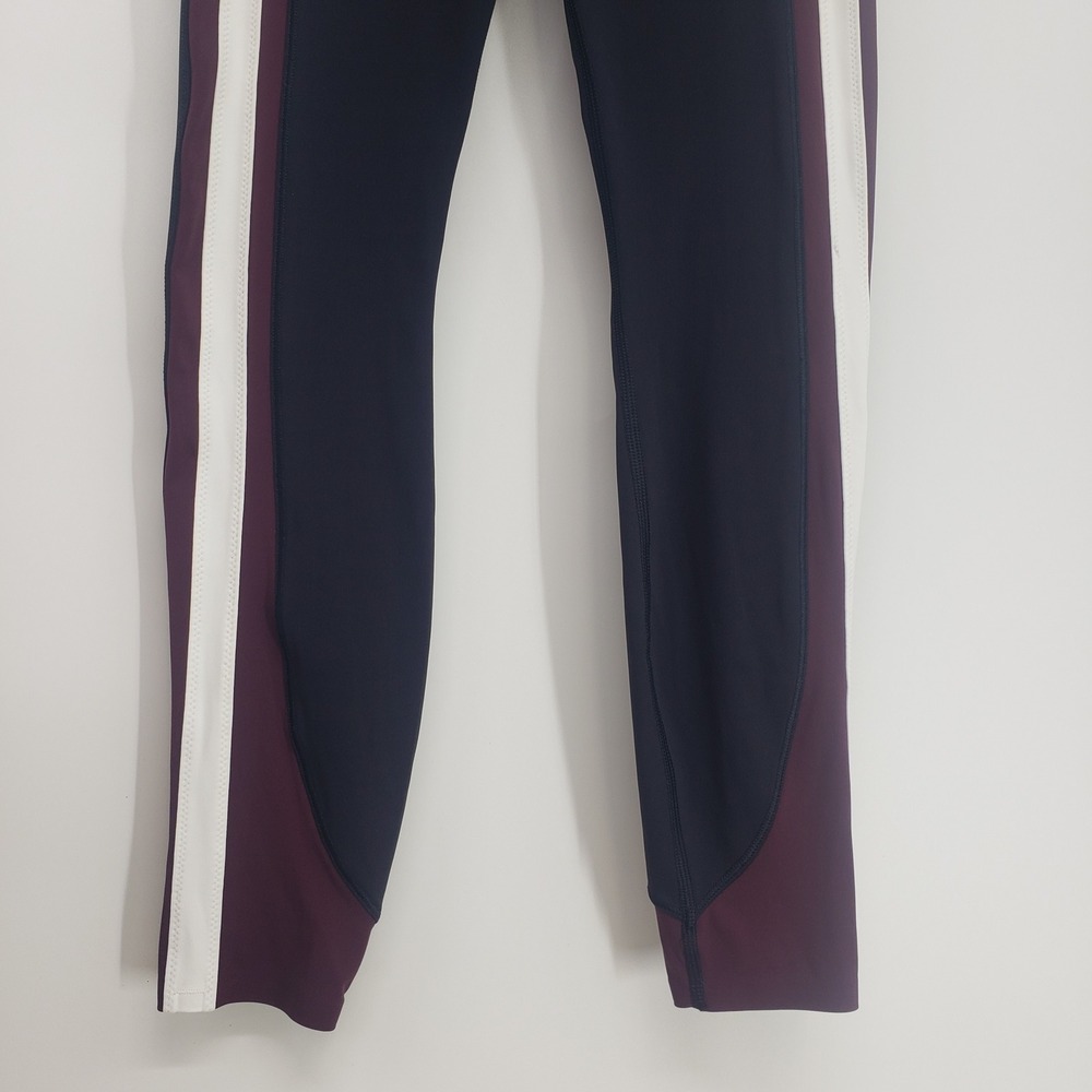 Athleta Crunch 7/8 Leggings Women XXS Black Burgundy Colorblock Stripe Workout - Picture 7 of 10